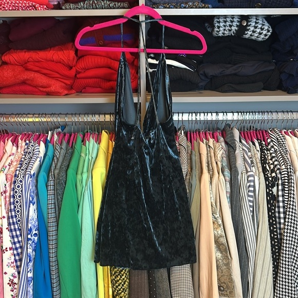 Zara blue velvet spaghetti strap backless mini dress size S NWOT - Picture 3 of 3